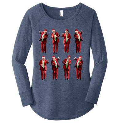 Funny Santa Claus Trump Dance Christmas Xmas Pajamas Holiday Gift Women's Perfect Tri Tunic Long Sleeve Shirt