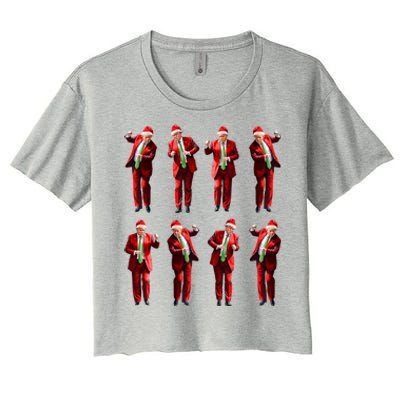 Funny Santa Claus Trump Dance Christmas Xmas Pajamas Holiday Gift Women's Crop Top Tee