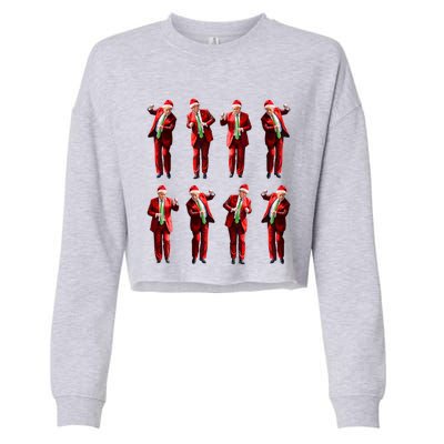 Funny Santa Claus Trump Dance Christmas Xmas Pajamas Holiday Gift Cropped Pullover Crew