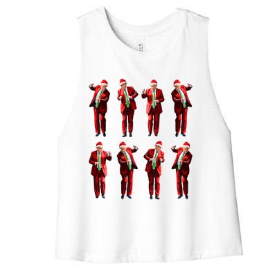 Funny Santa Claus Trump Dance Christmas Xmas Pajamas Holiday Gift Women's Racerback Cropped Tank