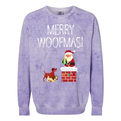 Funny Santa Claus Merry Woofmas Christmas Xmas Dog Lover Gift Colorblast Crewneck Sweatshirt