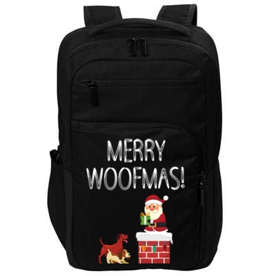 Funny Santa Claus Merry Woofmas Christmas Xmas Dog Lover Gift Impact Tech Backpack