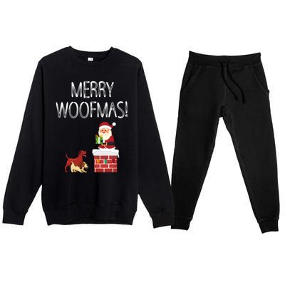 Funny Santa Claus Merry Woofmas Christmas Xmas Dog Lover Gift Premium Crewneck Sweatsuit Set