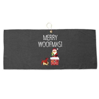 Funny Santa Claus Merry Woofmas Christmas Xmas Dog Lover Gift Large Microfiber Waffle Golf Towel