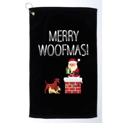 Funny Santa Claus Merry Woofmas Christmas Xmas Dog Lover Gift Platinum Collection Golf Towel