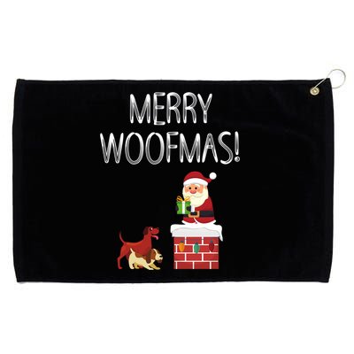 Funny Santa Claus Merry Woofmas Christmas Xmas Dog Lover Gift Grommeted Golf Towel