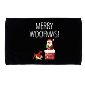 Funny Santa Claus Merry Woofmas Christmas Xmas Dog Lover Gift Microfiber Hand Towel