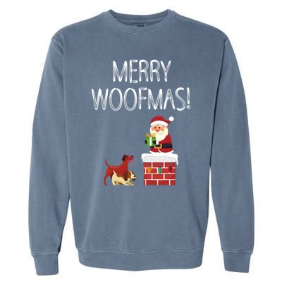 Funny Santa Claus Merry Woofmas Christmas Xmas Dog Lover Gift Garment-Dyed Sweatshirt