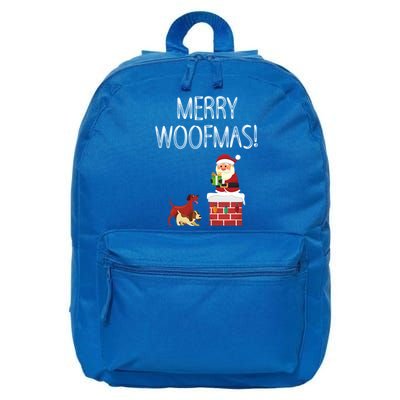 Funny Santa Claus Merry Woofmas Christmas Xmas Dog Lover Gift 16 in Basic Backpack