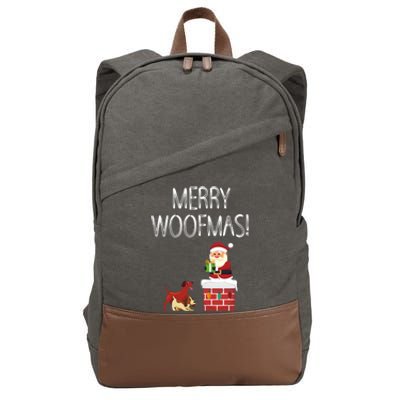 Funny Santa Claus Merry Woofmas Christmas Xmas Dog Lover Gift Cotton Canvas Backpack