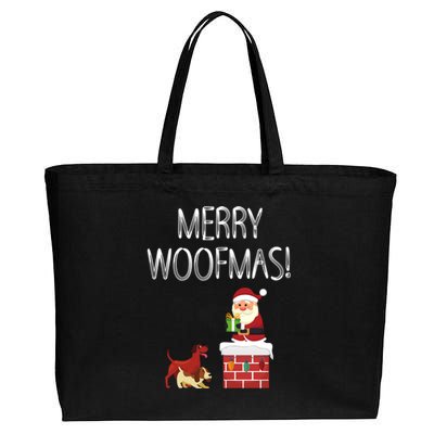 Funny Santa Claus Merry Woofmas Christmas Xmas Dog Lover Gift Cotton Canvas Jumbo Tote