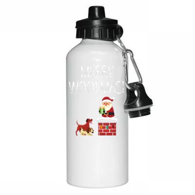 Funny Santa Claus Merry Woofmas Christmas Xmas Dog Lover Gift Aluminum Water Bottle 