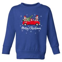 Funny Santa Claus Riding Red Truck Unicorn Christmas Gift Toddler Sweatshirt