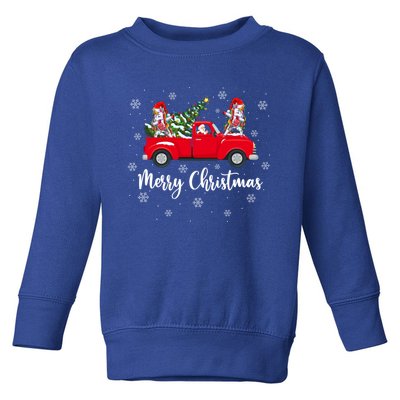 Funny Santa Claus Riding Red Truck Unicorn Christmas Gift Toddler Sweatshirt