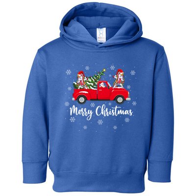 Funny Santa Claus Riding Red Truck Unicorn Christmas Gift Toddler Hoodie