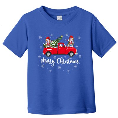 Funny Santa Claus Riding Red Truck Unicorn Christmas Gift Toddler T-Shirt