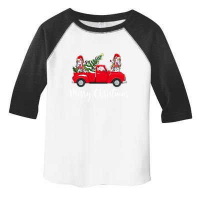 Funny Santa Claus Riding Red Truck Unicorn Christmas Gift Toddler Fine Jersey T-Shirt