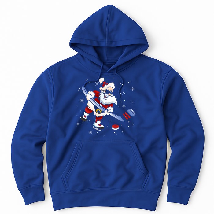 Funny Santa Christmas Ice Hockey Love Playing Celebrate Xmas Gift Hoodie