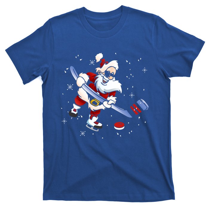 Funny Santa Christmas Ice Hockey Love Playing Celebrate Xmas Gift T-Shirt