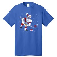 Funny Santa Christmas Ice Hockey Love Playing Celebrate Xmas Gift Tall T-Shirt