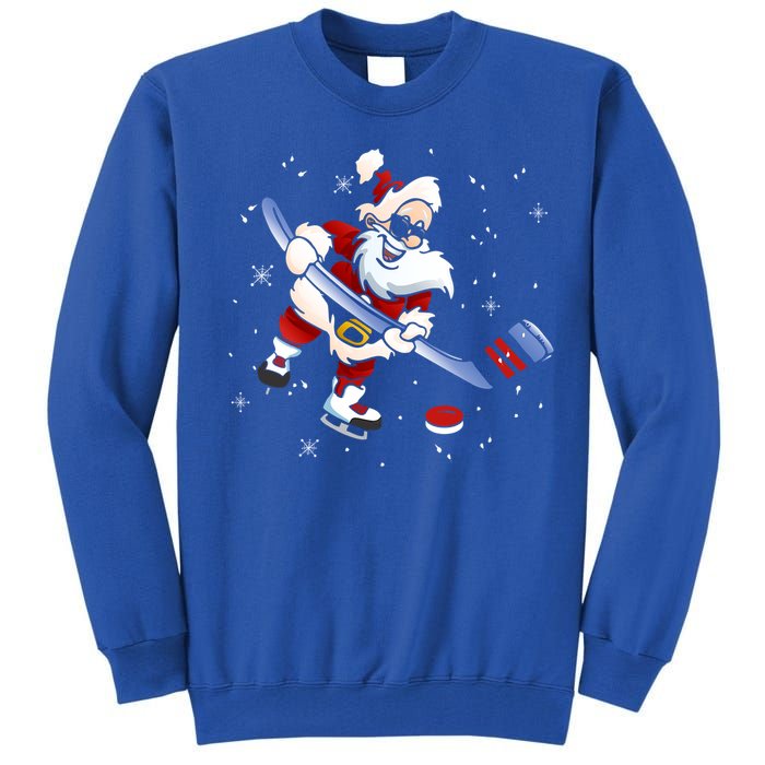 Funny Santa Christmas Ice Hockey Love Playing Celebrate Xmas Gift Tall Sweatshirt