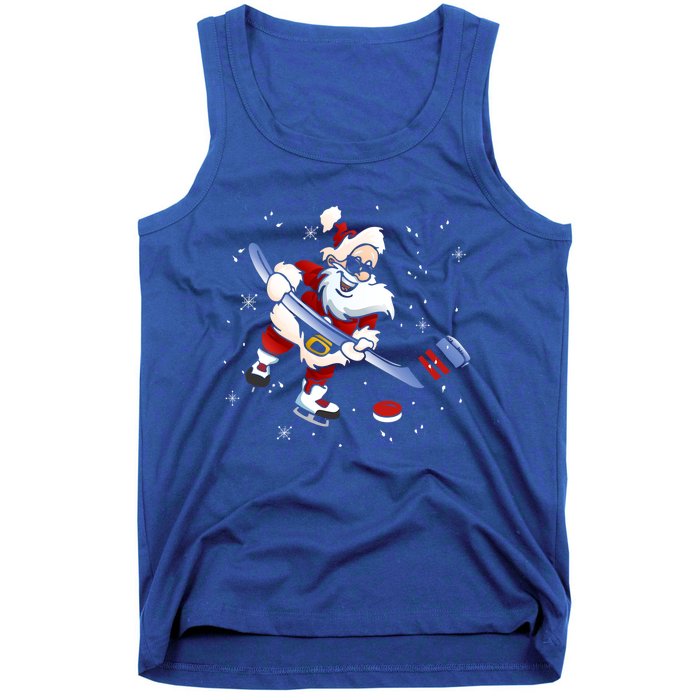 Funny Santa Christmas Ice Hockey Love Playing Celebrate Xmas Gift Tank Top