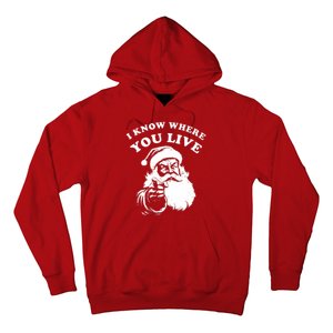 Funny Santa Christmas I Know Where You Live Hoodie