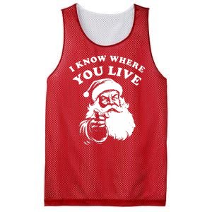 Funny Santa Christmas I Know Where You Live Mesh Reversible Basketball Jersey Tank