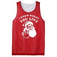 Funny Santa Christmas I Know Where You Live Mesh Reversible Basketball Jersey Tank