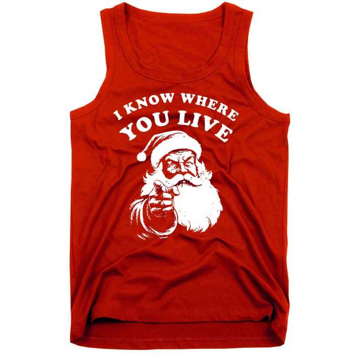 Funny Santa Christmas I Know Where You Live Tank Top