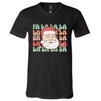 Festive Santa Claus Holiday Cheer V-Neck T-Shirt