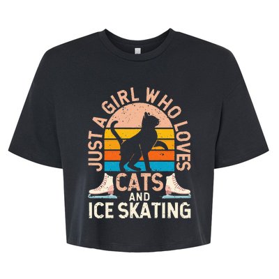 Figure Skater Cat Just A Girl Who Loves Cats And Ice Skating Bella+Canvas Jersey Crop Tee