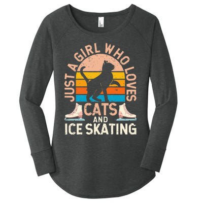 Figure Skater Cat Just A Girl Who Loves Cats And Ice Skating Women's Perfect Tri Tunic Long Sleeve Shirt