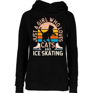 Figure Skater Cat Just A Girl Who Loves Cats And Ice Skating Womens Funnel Neck Pullover Hood