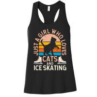 Figure Skater Cat Just A Girl Who Loves Cats And Ice Skating Women's Racerback Tank