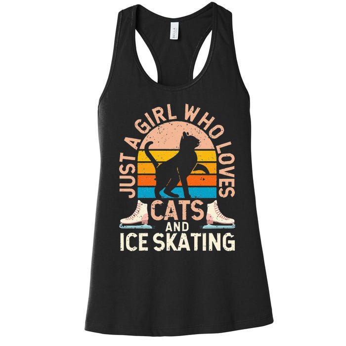 Figure Skater Cat Just A Girl Who Loves Cats And Ice Skating Women's Racerback Tank