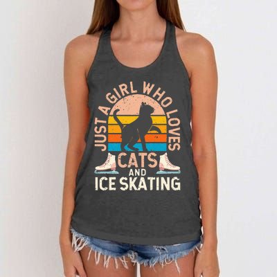 Figure Skater Cat Just A Girl Who Loves Cats And Ice Skating Women's Knotted Racerback Tank