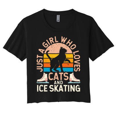 Figure Skater Cat Just A Girl Who Loves Cats And Ice Skating Women's Crop Top Tee