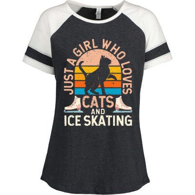 Figure Skater Cat Just A Girl Who Loves Cats And Ice Skating Enza Ladies Jersey Colorblock Tee