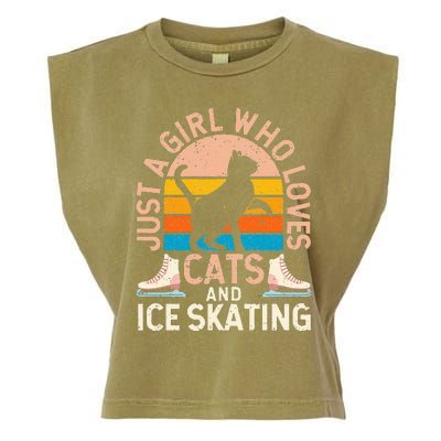 Figure Skater Cat Just A Girl Who Loves Cats And Ice Skating Garment-Dyed Women's Muscle Tee