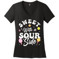 Funny Sweets Candy Patch Sweet With A Sour Side Women's V-Neck T-Shirt