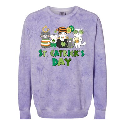 Funny St Catrick's Day St Patrick's Day Cats Colorblast Crewneck Sweatshirt