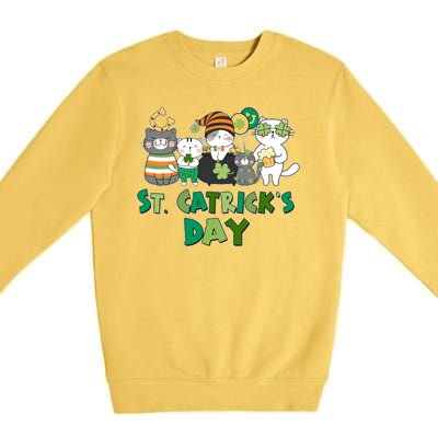 Funny St Catrick's Day St Patrick's Day Cats Premium Crewneck Sweatshirt