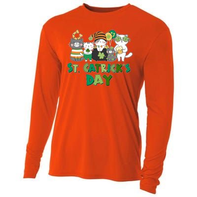 Funny St Catrick's Day St Patrick's Day Cats Cooling Performance Long Sleeve Crew