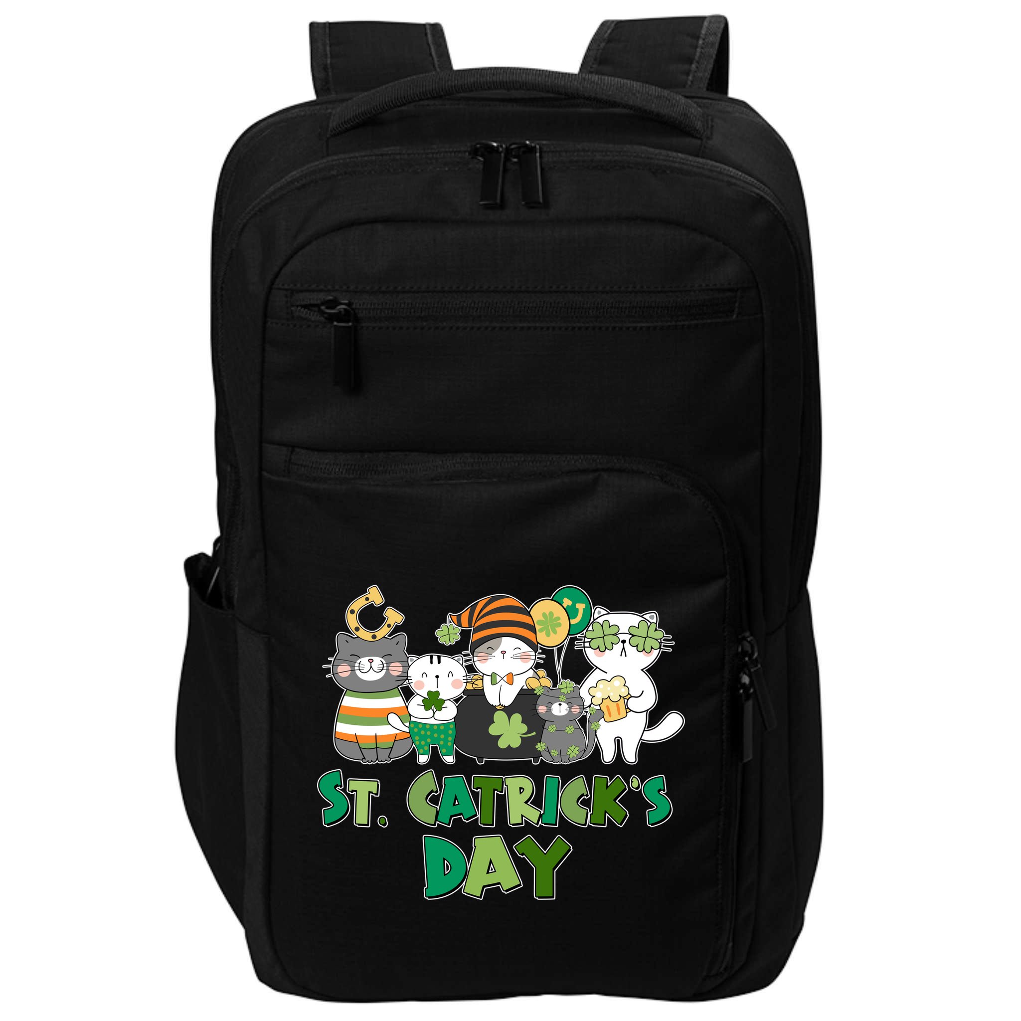 Funny St Catrick's Day St Patrick's Day Cats Impact Tech Backpack