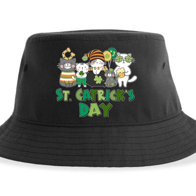 Funny St Catrick's Day St Patrick's Day Cats Sustainable Bucket Hat