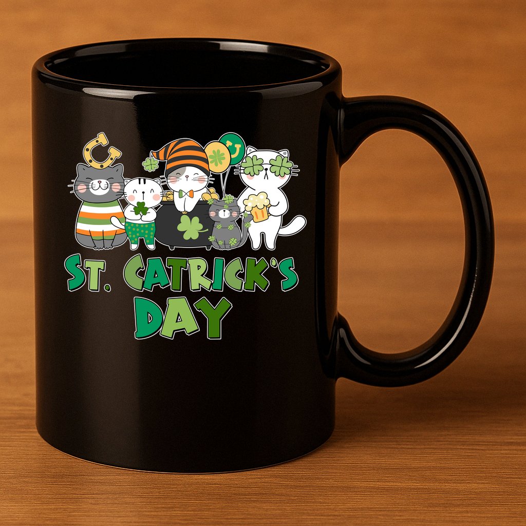 Funny St Catrick's Day St Patrick's Day Cats 11oz C Handle Ceramic Mug