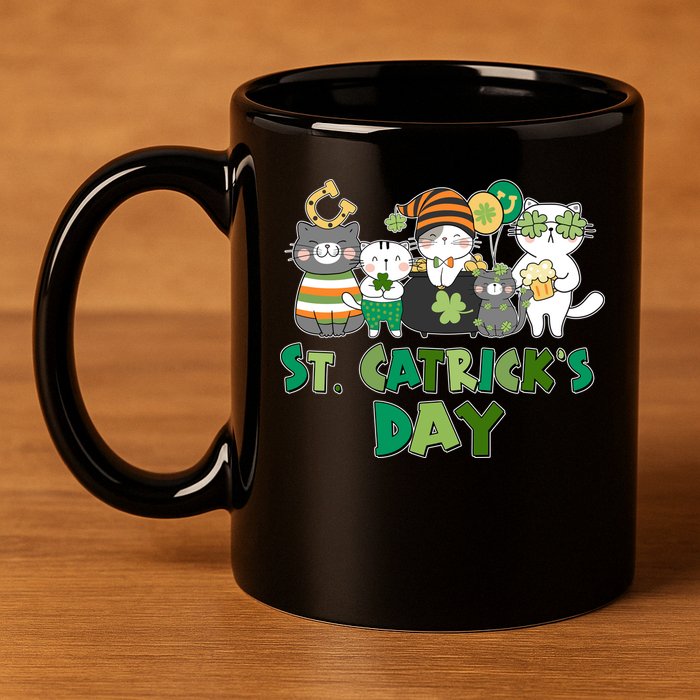 Funny St Catrick's Day St Patrick's Day Cats 11oz C Handle Ceramic Mug