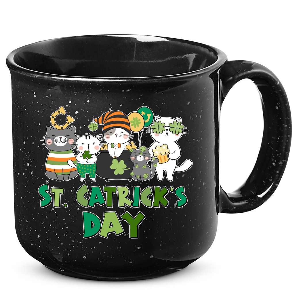 Funny St Catrick's Day St Patrick's Day Cats 15oz Campfire Ceramic Mug