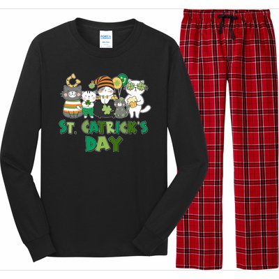 Funny St Catrick's Day St Patrick's Day Cats Long Sleeve Pajama Set